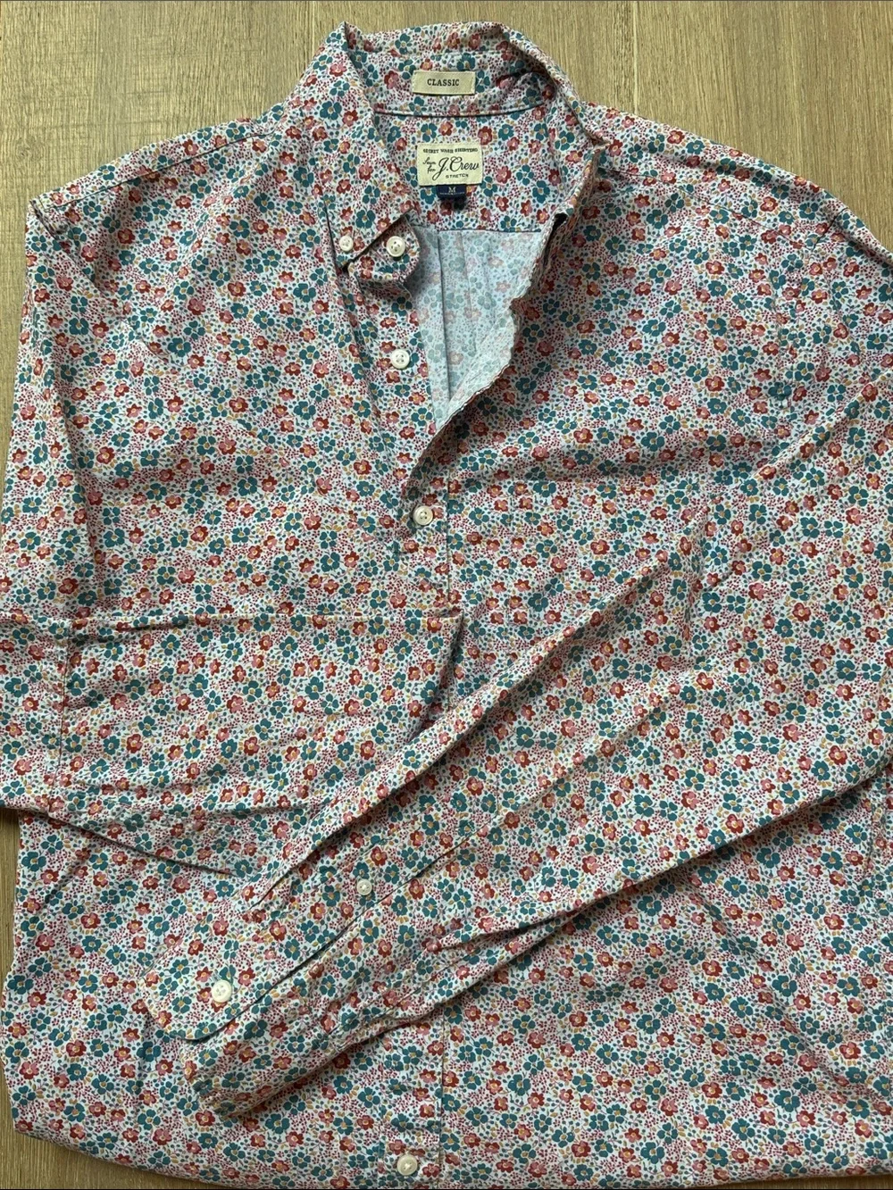 J. Crew Floral Button-Down Shirt in Red and Blue